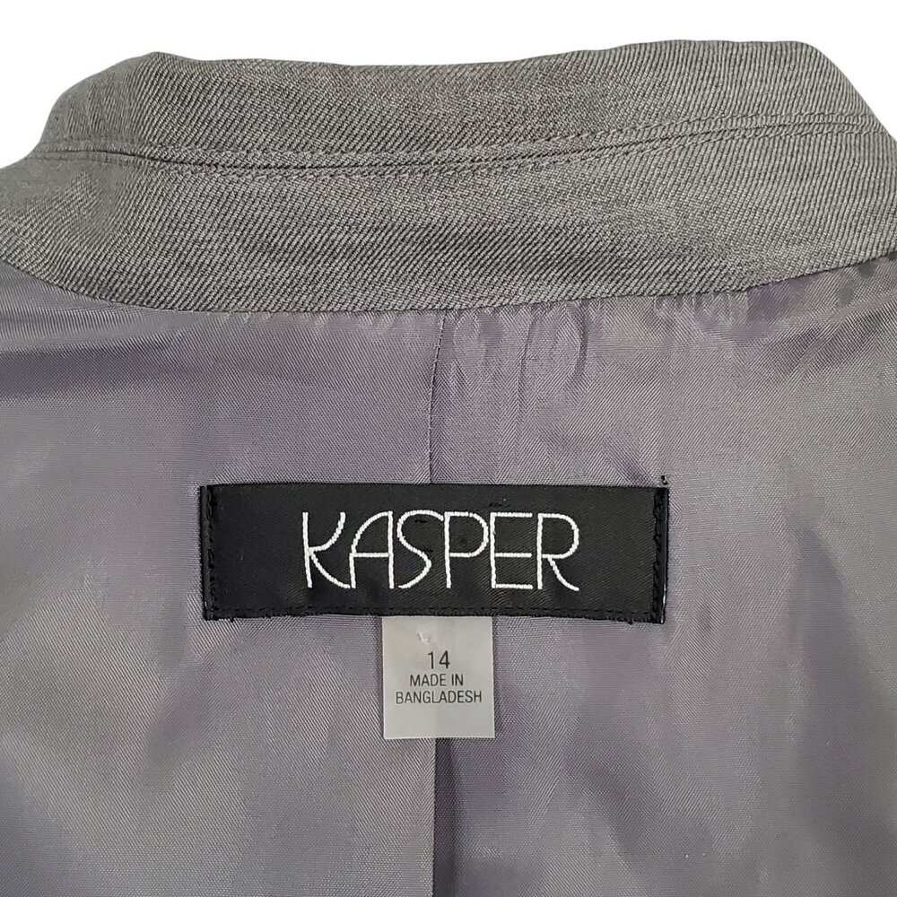 Kasper Size 14 Blazer Jacket Two Button Tailored Fit Office Neutral Gray - Picture 6 of 9